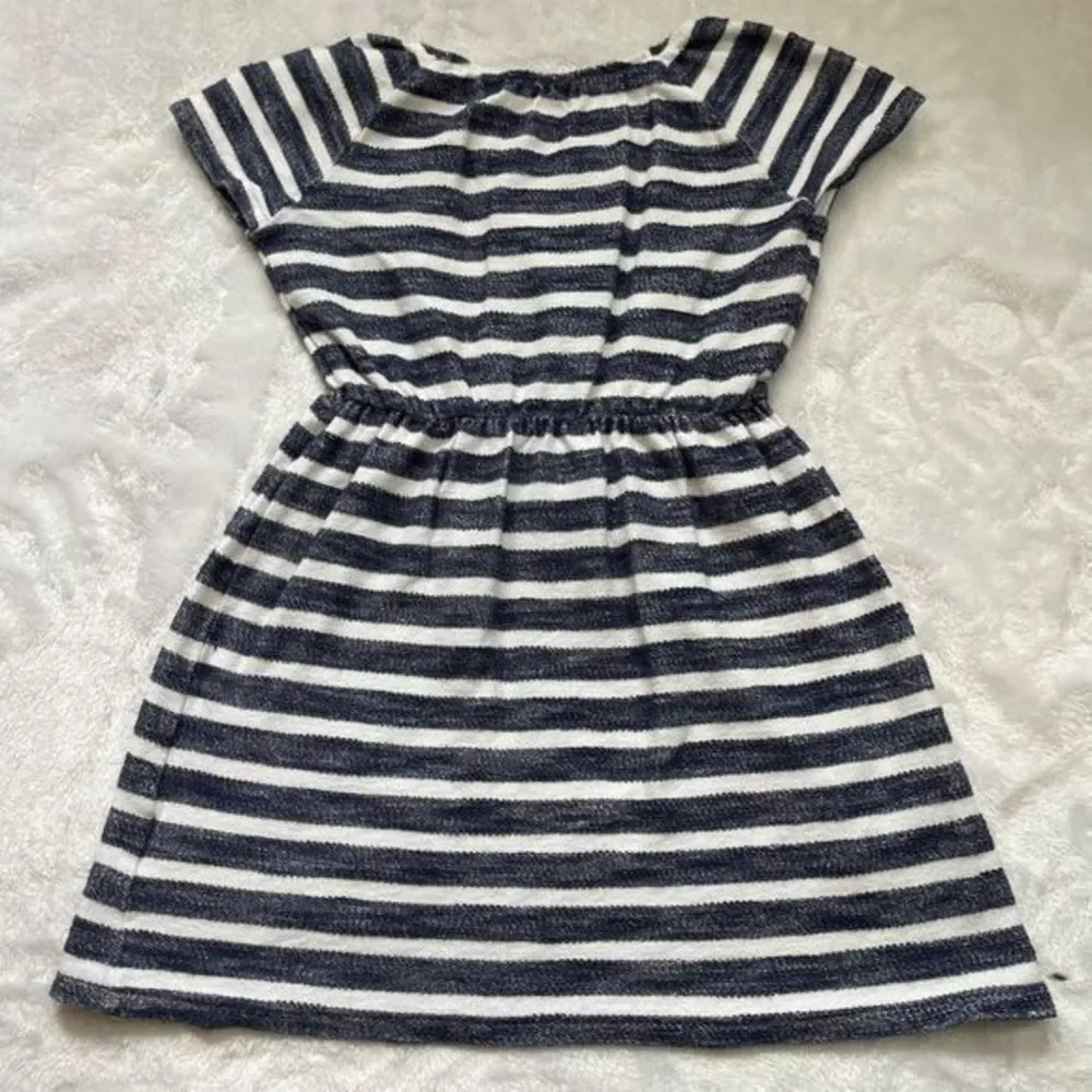 Old Navy 100% Cotton Blue‎ and White Striped Short Sleeve Sundress Girl's Sz 6-7